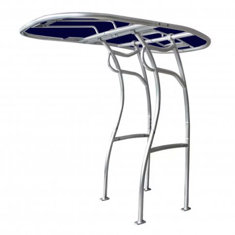 T-Top Universal Serie 600 de PoweryMax plata con tela azul para barcos y semirigidas.