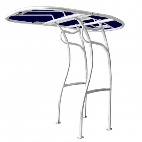T-Top Universal Serie 600 de PoweryMax blanco con tela azul para barcos y semirigidas.