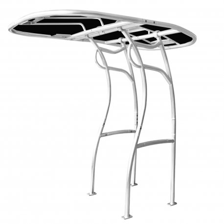 T-Top Universal Serie 600 de PoweryMax blanco con tela negra para barcos y semirigidas.