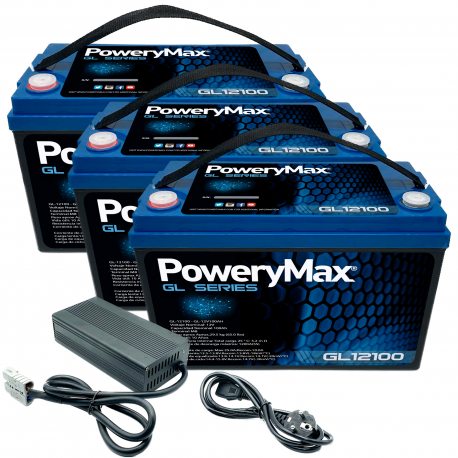 Batería de Gel 36V 100Ah PoweryMax GL36100 + Cargador 36V 15A