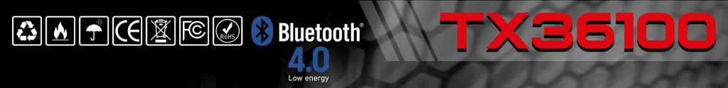 Iconos de certificaciones de seguridad y conectividad Bluetooth 4.0 de la batería de litio LiFePO4 PoweryMax TX36100.
