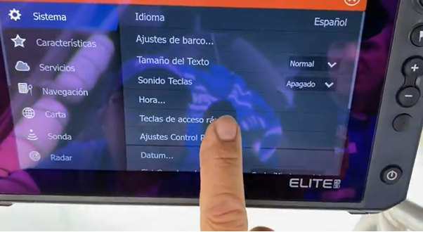 Configuración detallada de la tecla de acceso rápido de tu Lowrance Elite FS