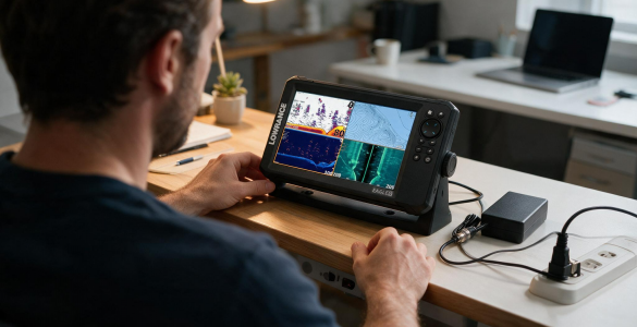 Sonda GPS plotter Lowrance utilizada desde casa con PoweryMax HomeKit