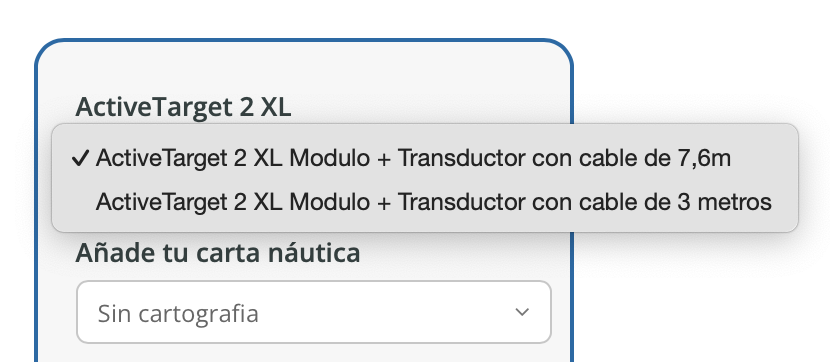 Selecciona la longitud del cable del transductor ActiveTarget 2 XL. ONNautic