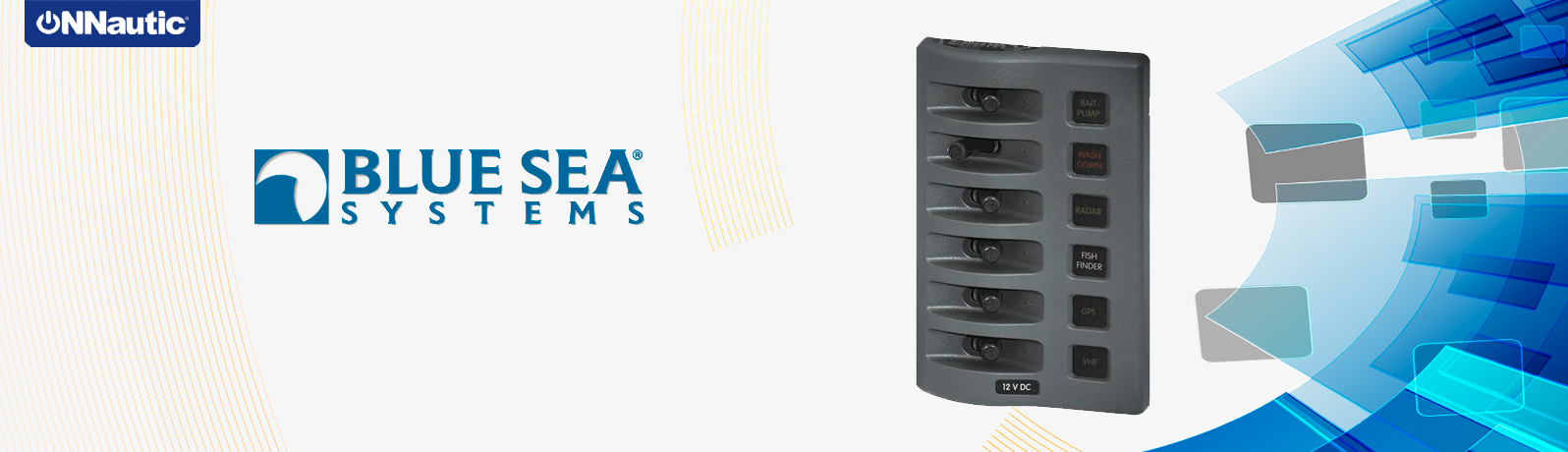 Panel 6 interruptores Blue Sea Systems WeatherDeck protección por fusible 4306-BSS. ONNautic