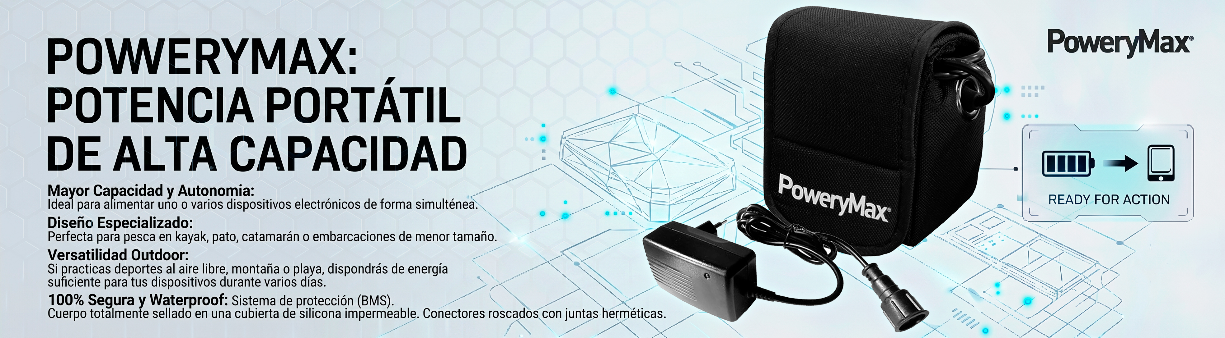 Batería de Litio PoweryMax PX5 + Cargador inteligente. ONNautic