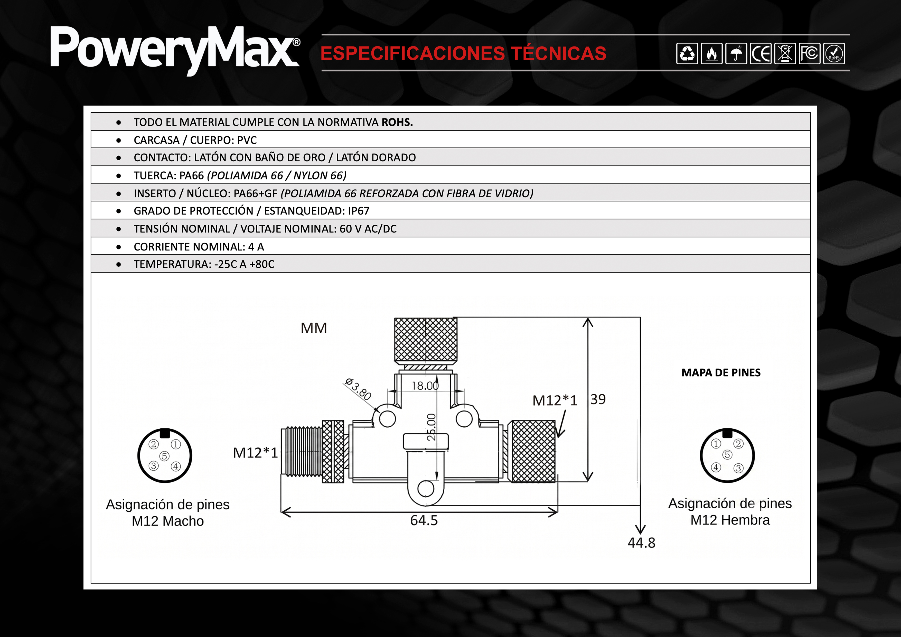 Kit Básico de Red NMEA2000 PoweryMax 1 Dispositivo IP68 CE.T conexión NMEA2000