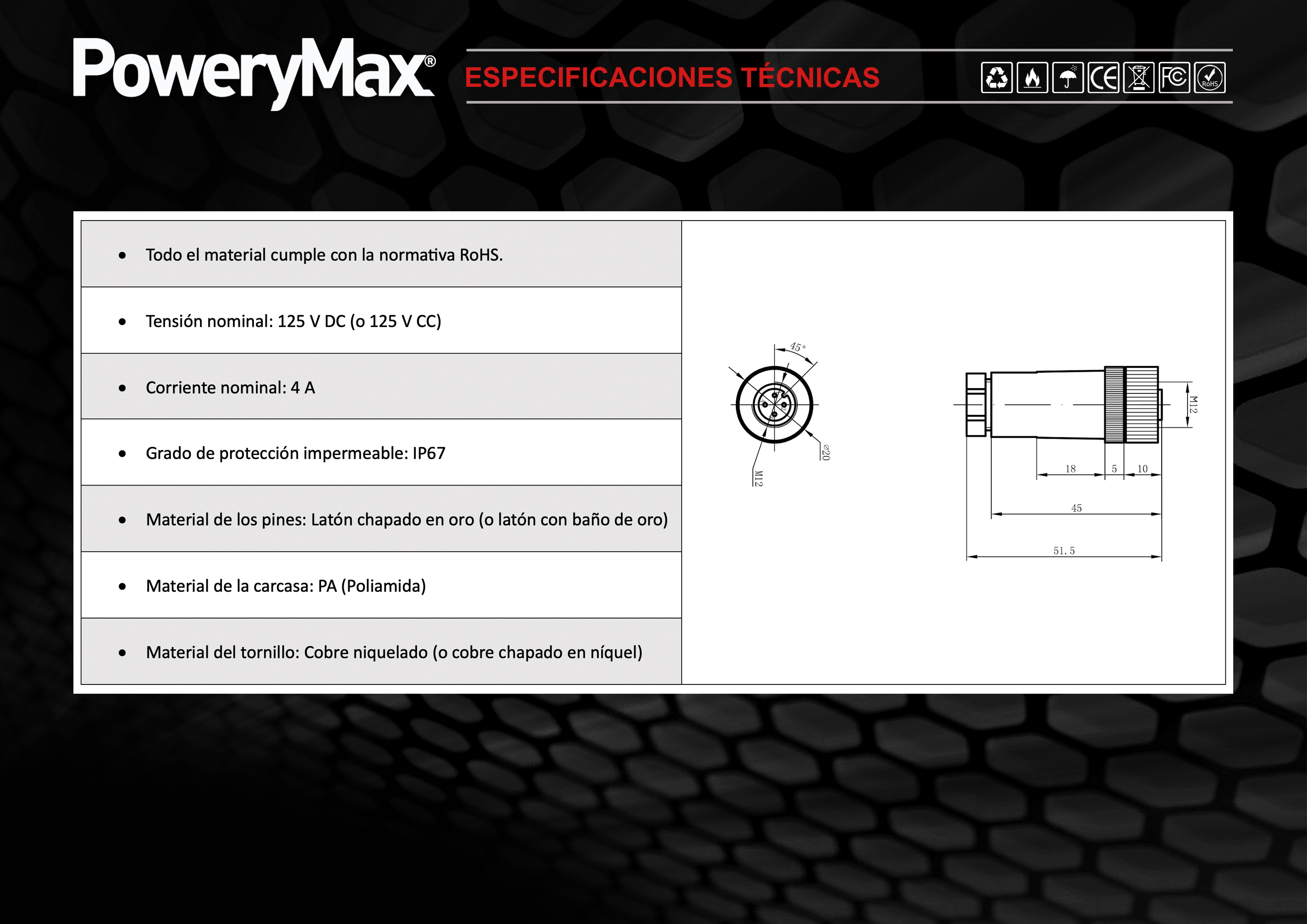 Ficha Técnica terminal de resistencia red NMEA2000 de PoweryMax. ONNautic