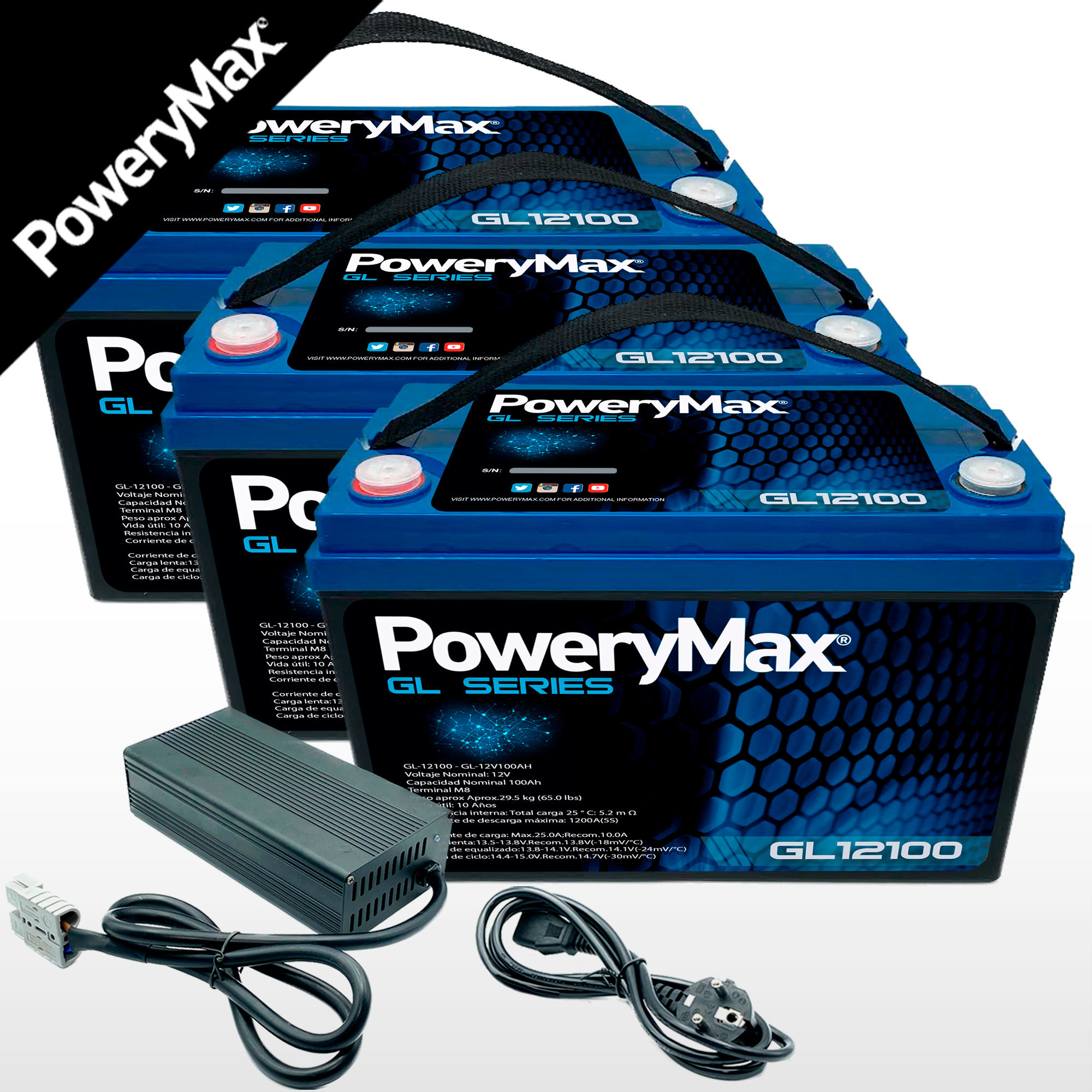 Batería de Gel 36V 100Ah PoweryMax GL36100. ONNautic