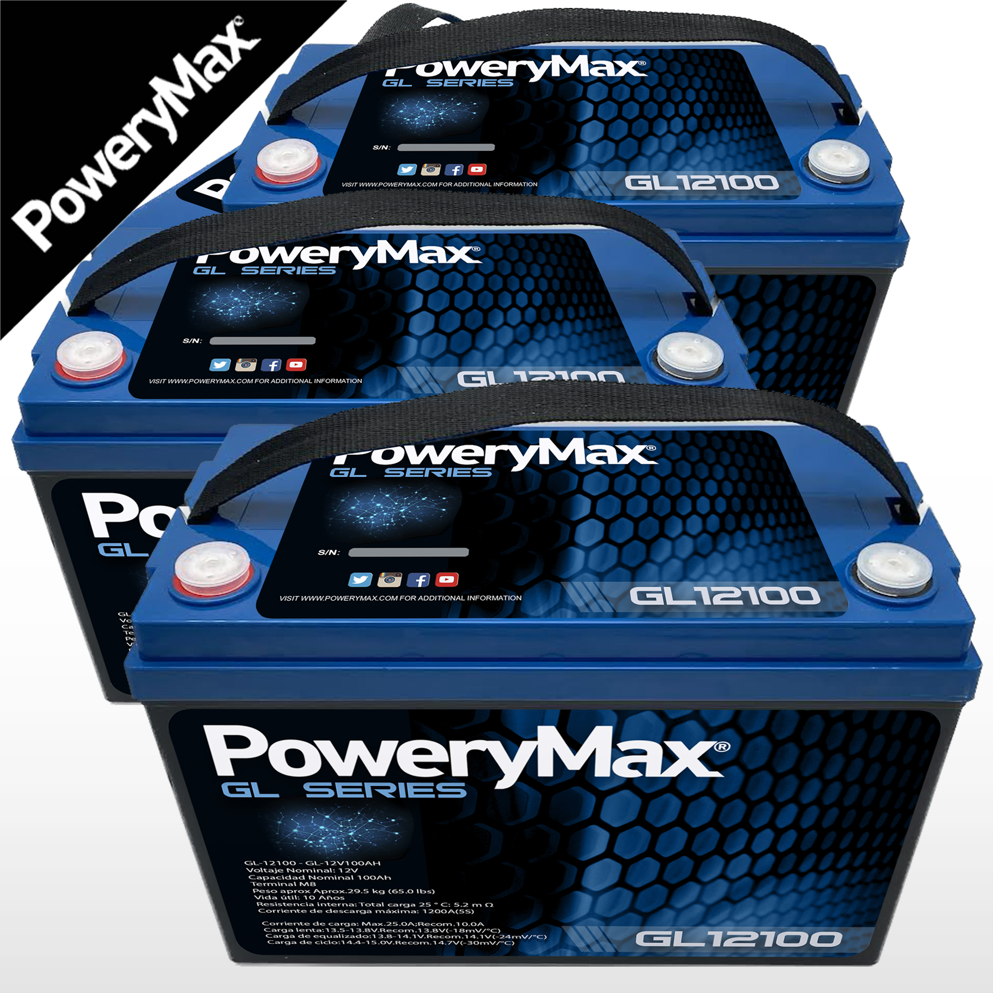 Batería de Gel 36V 100Ah PoweryMax GL36100. ONNautic