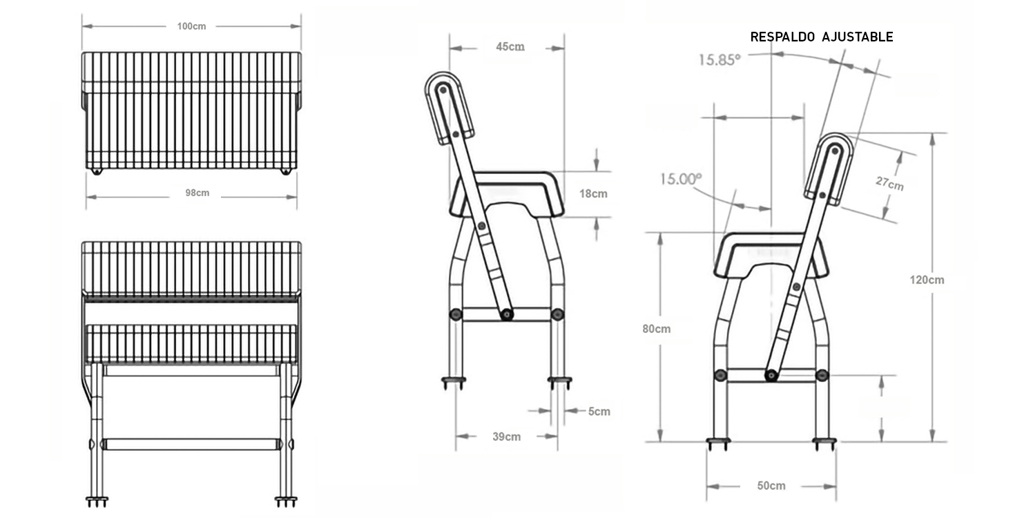 Asiento doble para barco de pesca en color negro con tejido blanco AS200BW de PoweryMax. ONNautic