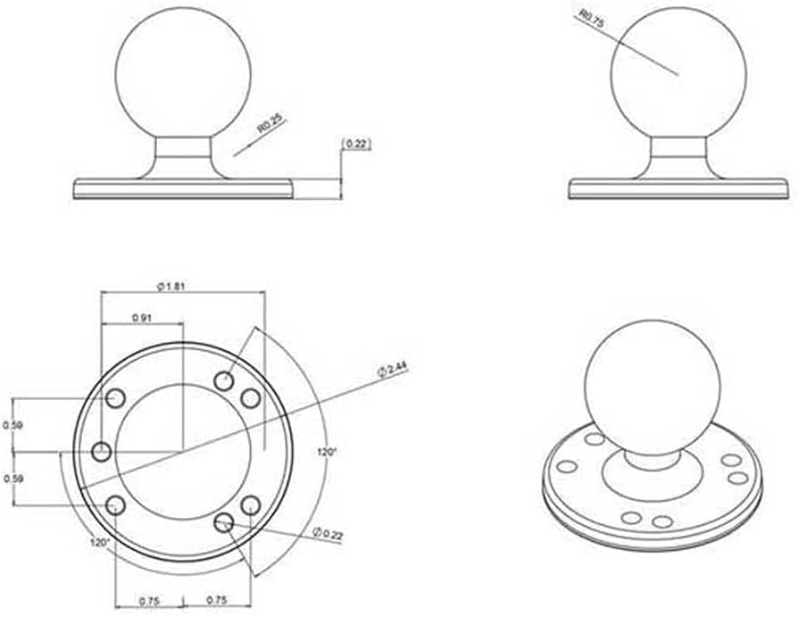 Soporte RAM de bola 1.5". ONNautic