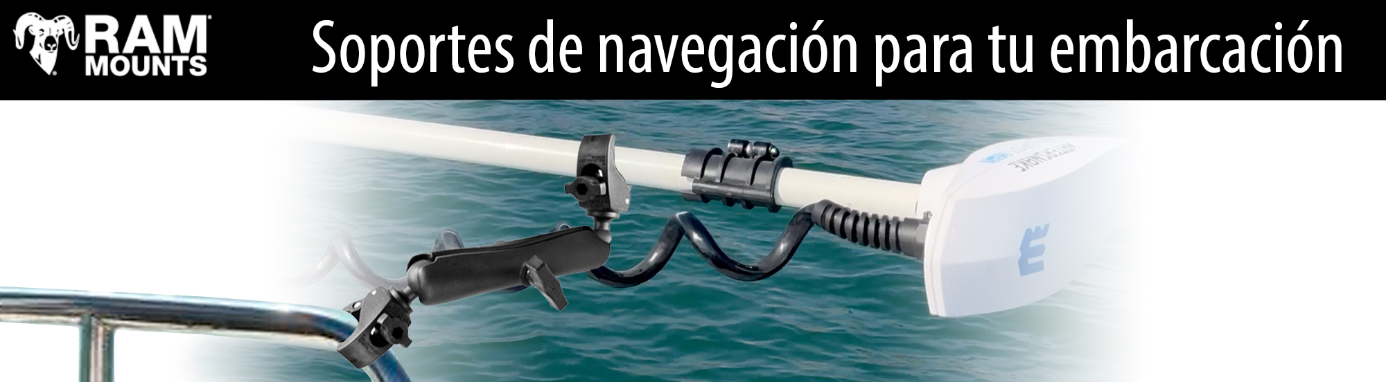 Soporte RAM doble fijación motor eléctrico, bola 1.5". ONNautic