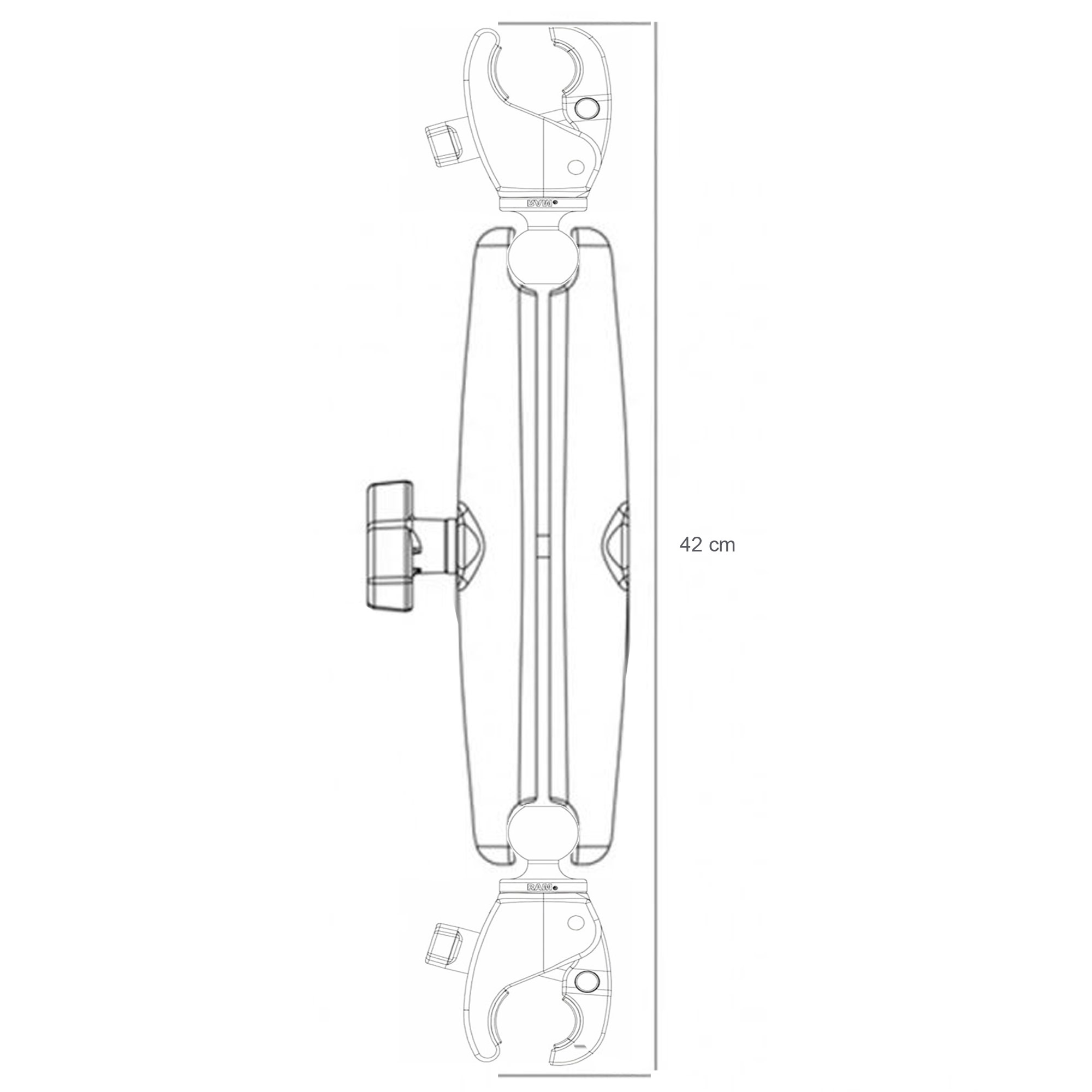 Soporte RAM fijación doble motor eléctrico bola 1-5 version larga1