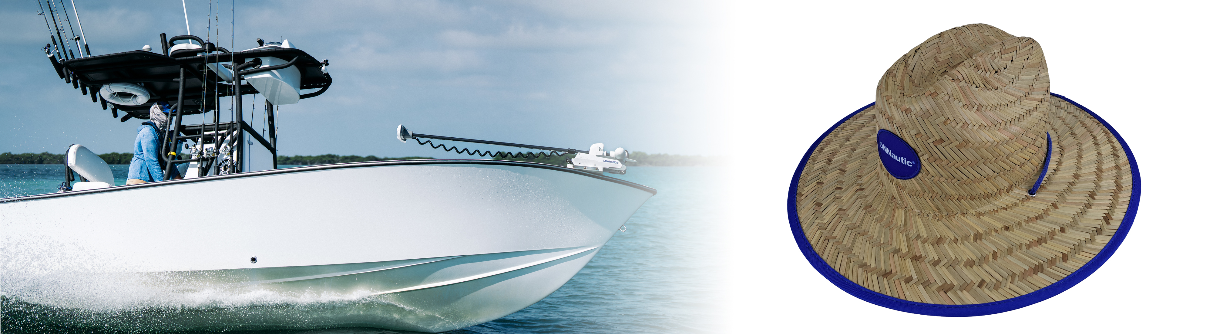 Sombrero de paja de 58 cm. ONNautic Blue.
