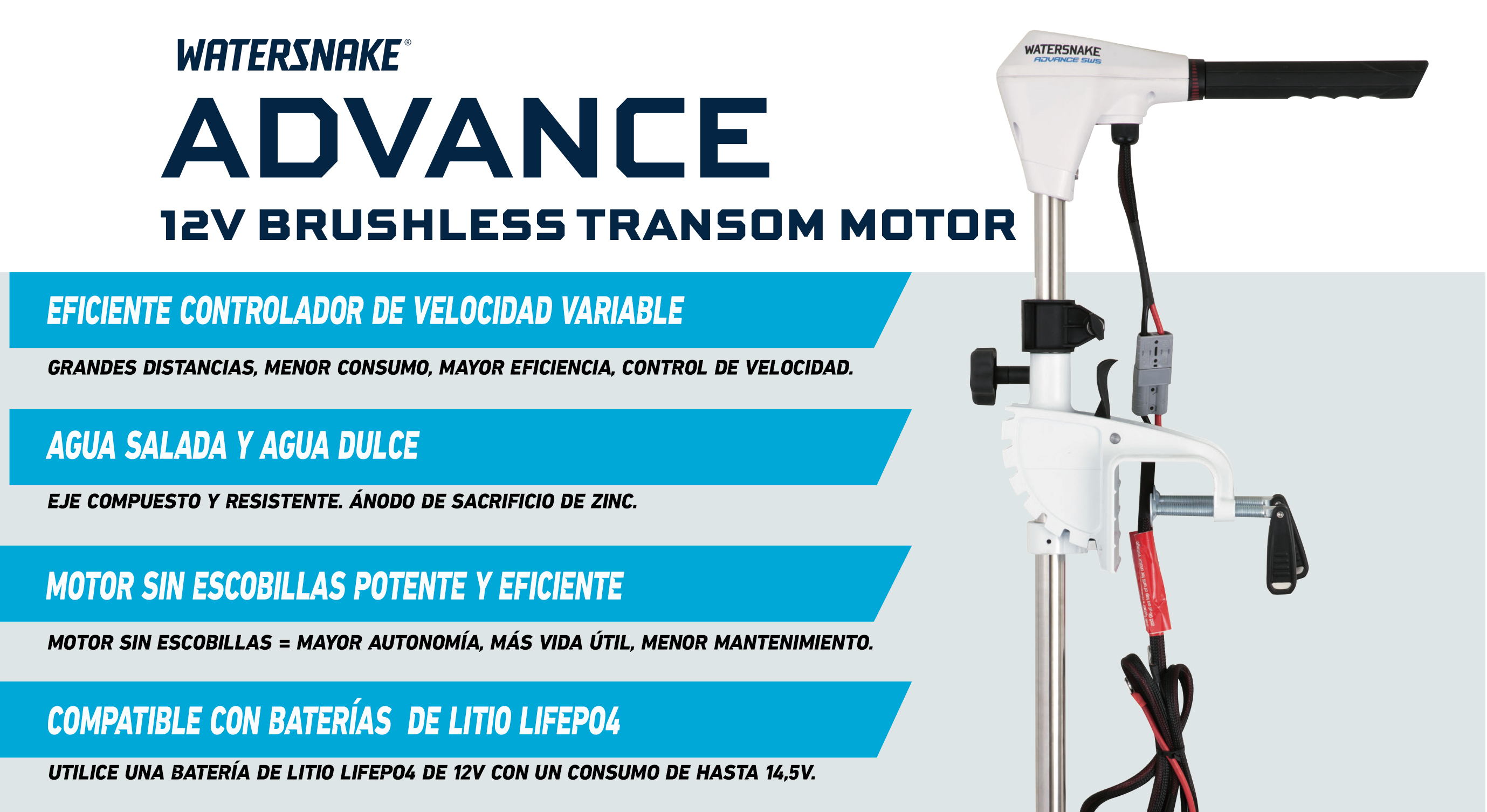 Motor eléctrico fueraborda Watersnake Advance. ONNautic