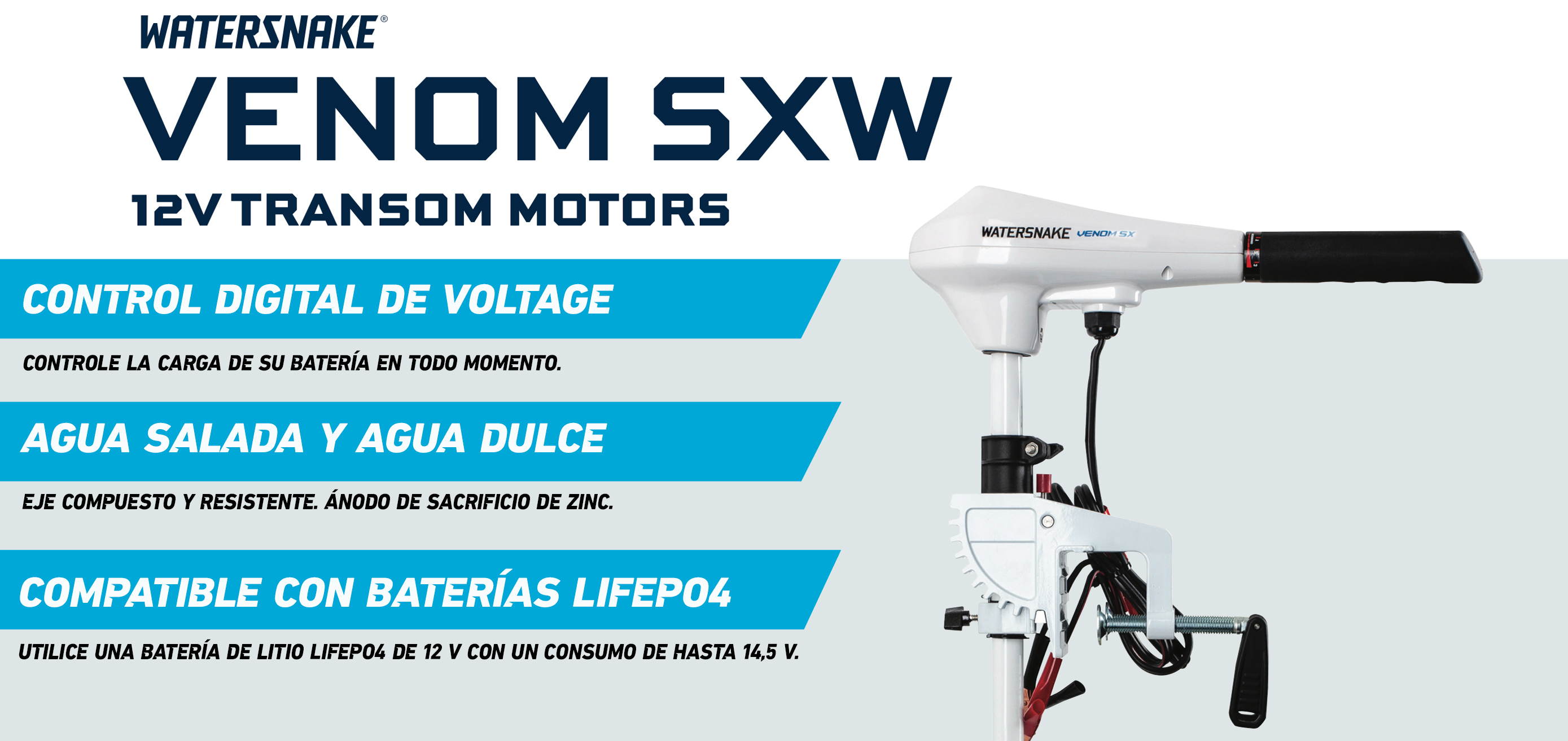 Motor eléctrico fueraborda Watersnake Venom SXW 34lb 30" ( 76 cm)