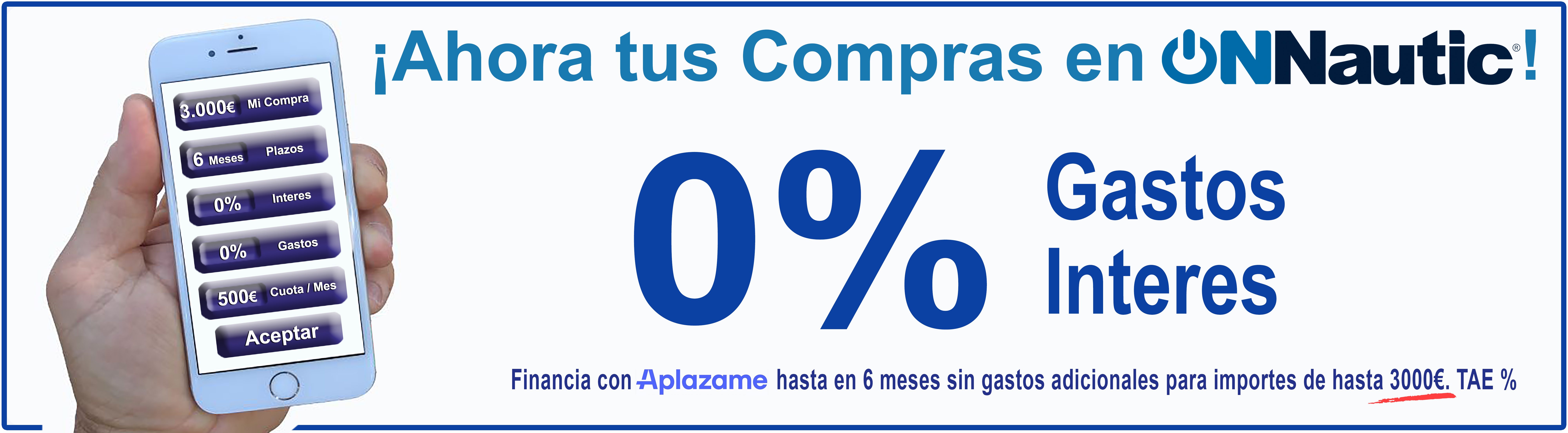 Financia con Aplázame hasta en 6 meses sin gastos adicionales para importes de hasta 1500€. TAE 0%